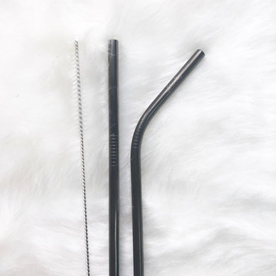 Black Skinny Metal Straw