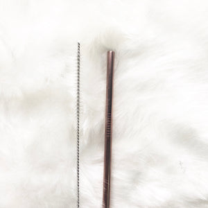 Rose Gold Skinny Metal Straw