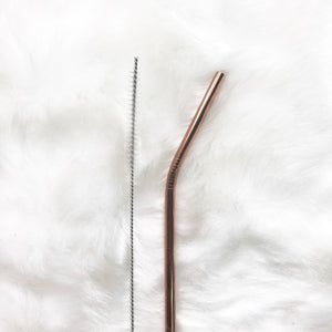 Rose Gold Skinny Metal Straw